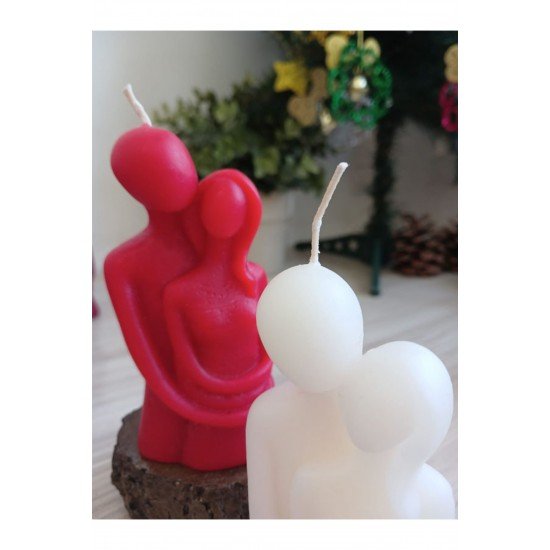 2'li Sevgililer Günü Sarılan Çift Kokulu Özel Tasarım Mum