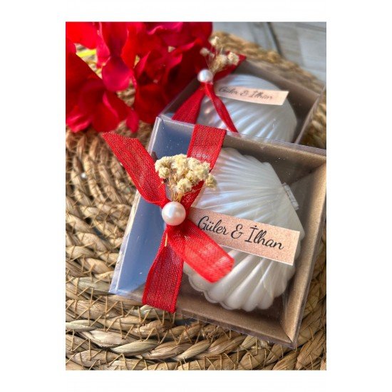 Kutulu istiridye Mum Düğün, Nişan , Söz ,Kına , Mevlüt , Doğum günü , Yılbaşı Hediyelik- 20 adet