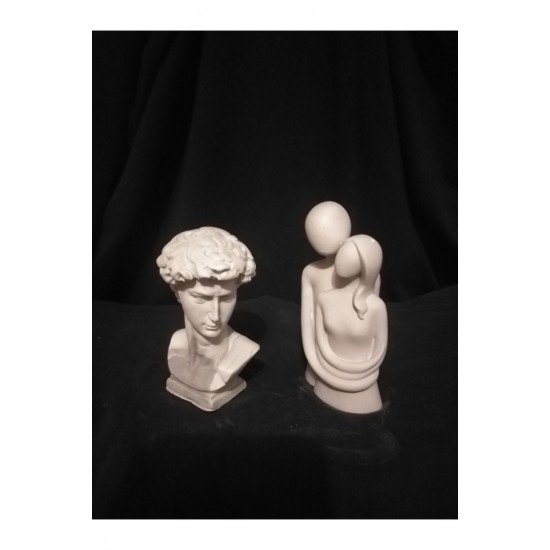 David Büst Ve Sarılan Çift Açık Gri Renk