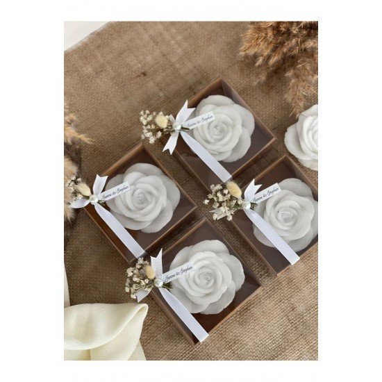 10 Adet Süslenmiş Kutuda Gül Mum. Düğün Nişan Söz Yeni Doğan Mevlik Hediyelik