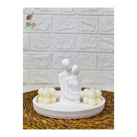 Romantik Çift Figürü Biblo ve Bubble Mumluk Seti