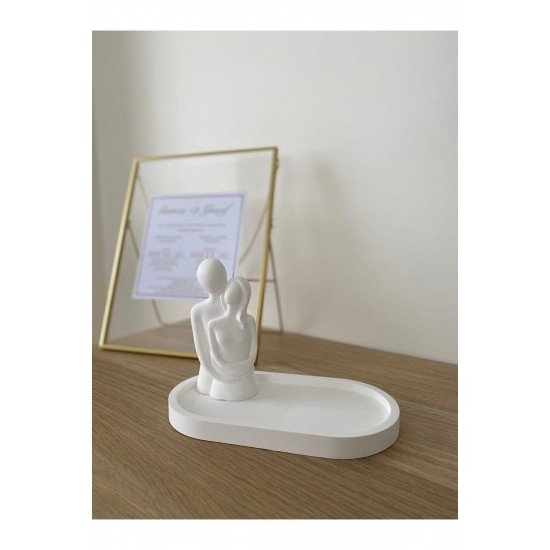 Art Dekoratif Biblo Sarılan Çift Ve Sunum Tabağı 2'li Set