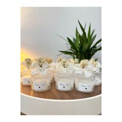 Özel Tasarım Nişan Söz Nikah Dügün Hediyelik Kristal Kapaklı Şekerlik Mum - 10 Adet