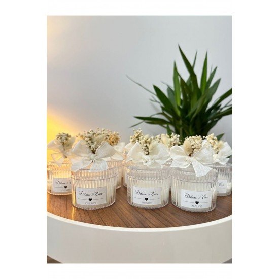 Özel Tasarım Nişan Söz Nikah Dügün Hediyelik Kristal Kapaklı Şekerlik Mum - 10 Adet