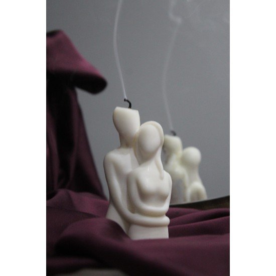 Sarılan Çift Mum , Heykel Mum , Soya Mumu , Vegan Mum ,