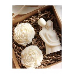 %100 El Yapımı Soya Wax Sevgili Mum Ve Şakayık Çiçeği 3 Lü Set