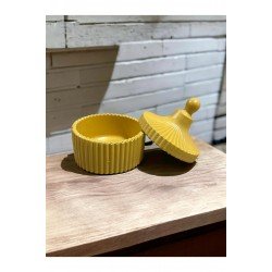 Özel El Yapımı Kapaklı Seramik Şekerlik Lokumluk Takı Organizer Mumluk