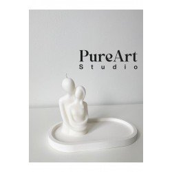 Art Sarılan Çift Altlıklı 2 Li Set Dekoratif Mum Lavanta Kokulu,sevgililer Günü Mumu