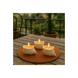 Dekoratif Deniz Kabuğu Mumluk 2 Adet