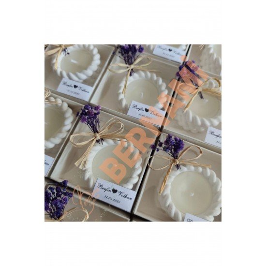 Burgu Taş Tozu Mum Nişan, Nikah, Doğum Günü, Özel Gün Isime Özel Etiket Süsleme - 10 Adet