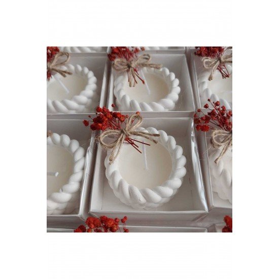 Hediyelik 10 adet burgulu mum kutuda süslenmiş nikah nişan söz doğum