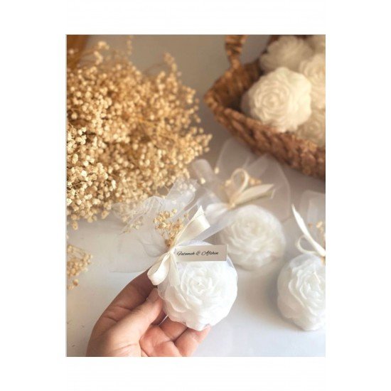 Düğün/nişan/söz Lüks Şakayık Mum Hediyelik / 10 Adet / Kişiye Özel