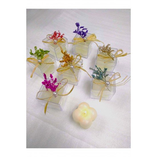 Bernami Doğal Çiçekli Bubble Mum Düğün, Nişan, Nikah Şekeri Hediyeliği (20 ADET)