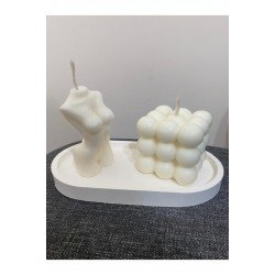 Mabel Venüs Kadın Heykeli Bubble Mum ve Beton Altlık 3 'lü Set