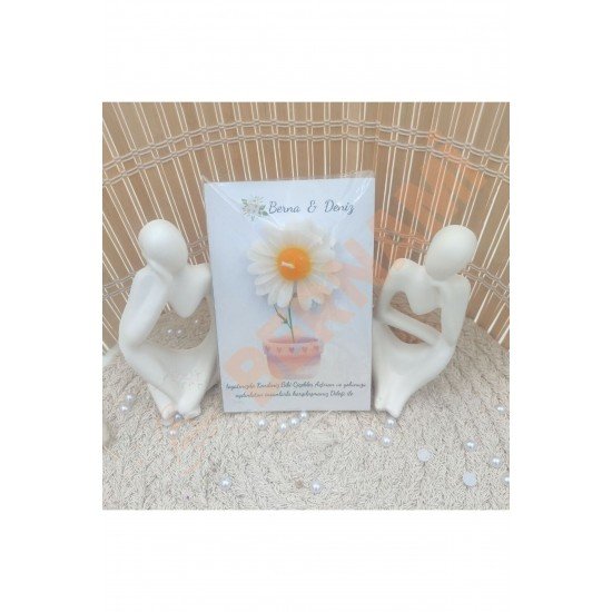 Kişiye Özel Düğün|Nişan|Söz Hediyelik Davetiye Papatya - 15 Adet