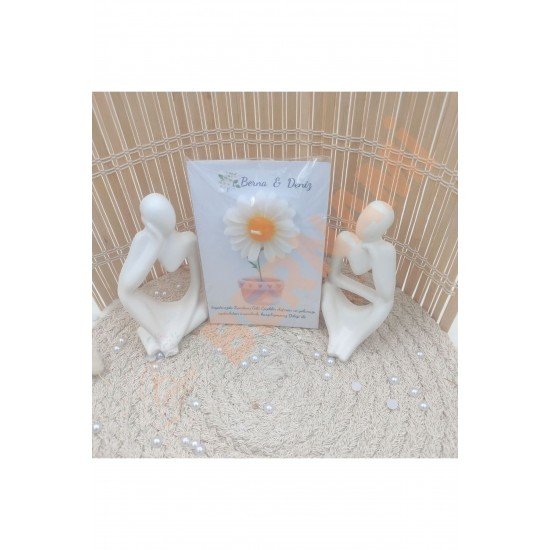 Kişiye Özel Düğün|Nişan|Söz Hediyelik Davetiye Papatya - 15 Adet