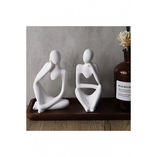 Nordic Tarzı 3'lü Heykel Seti , Soyut Düşünen Adam Heykel Biblo Aksesuar Seti