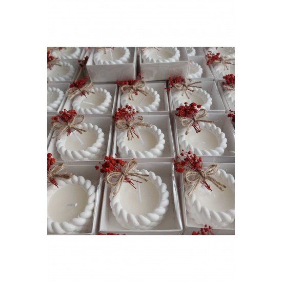 Hediyelik 10 adet burgulu mum kutuda süslenmiş nikah nişan söz doğum