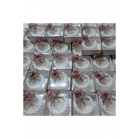 Hediyelik 10 adet burgulu mum kutuda süslenmiş nikah nişan söz doğum