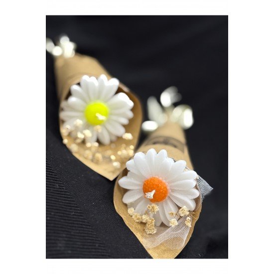 Kişiye özel Düğün-Söz-Nişan Tüm özel günler için Buket papatya mum (15 adet)