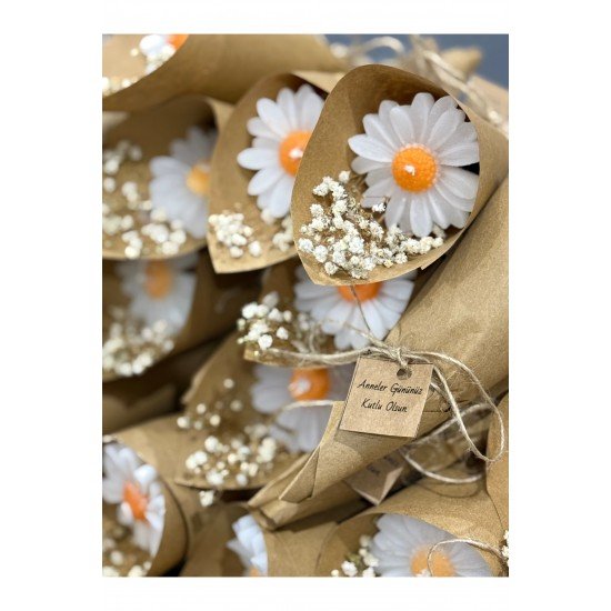 Kişiye özel Düğün-Söz-Nişan Tüm özel günler için Buket papatya mum (15 adet)