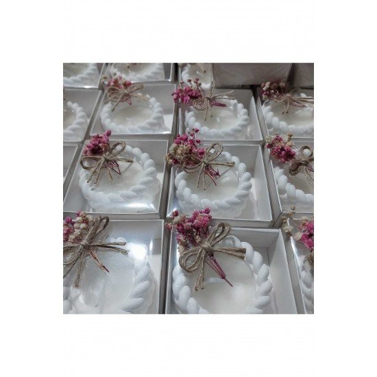 Hediyelik 10 adet burgulu mum kutuda süslenmiş nikah nişan söz doğum