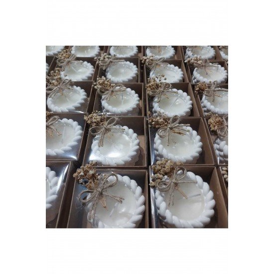 Hediyelik 10 adet burgulu mum kutuda süslenmiş nikah nişan söz doğum