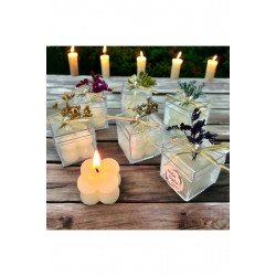 Bernami Doğal Çiçekli Bubble Mum Düğün, Nişan, Nikah Şekeri Hediyeliği (20 ADET)