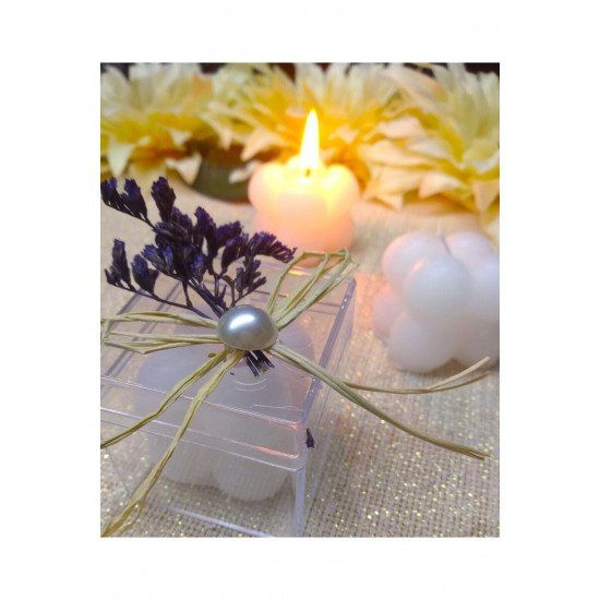 Bernami Doğal Çiçekli Bubble Mum Düğün, Nişan, Nikah Şekeri Hediyeliği (20 ADET)