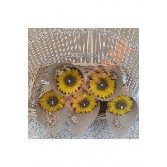 Kişiye Özel Düğün|Nişan|Söz Hediyelik Ayçiçeği Buket Mum - 15 Adet