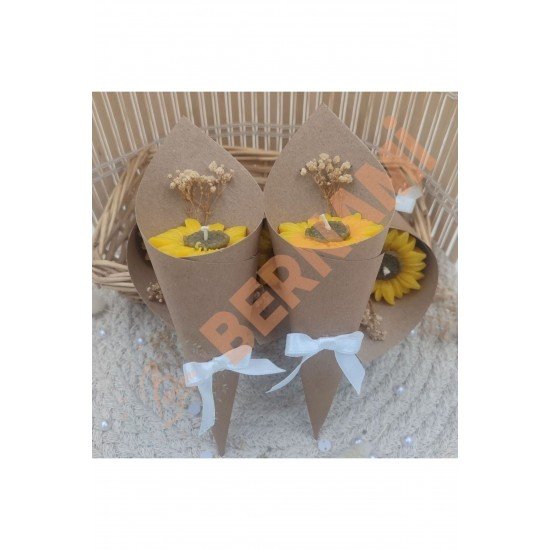 Kişiye Özel Düğün|Nişan|Söz Hediyelik Ayçiçeği Buket Mum - 15 Adet