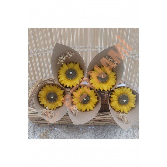 Kişiye Özel Düğün|Nişan|Söz Hediyelik Ayçiçeği Buket Mum - 15 Adet