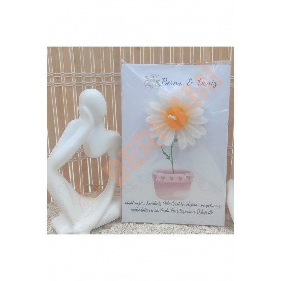 Kişiye Özel Düğün|Nişan|Söz Hediyelik Davetiye Papatya - 15 Adet