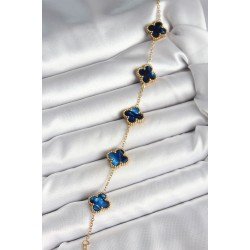 Özel Çelik Sedefli Lacivert Gold Renk Yonca Kadın Bileklik Fırsat!!!