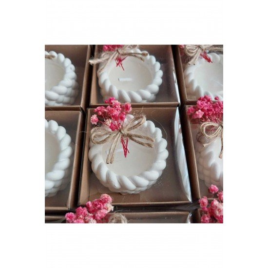 Hediyelik 10 adet burgulu mum kutuda süslenmiş nikah nişan söz doğum