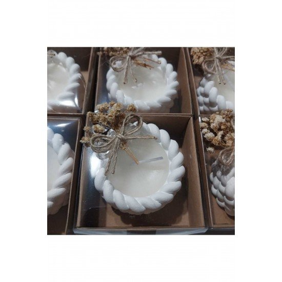 Hediyelik 10 adet burgulu mum kutuda süslenmiş nikah nişan söz doğum