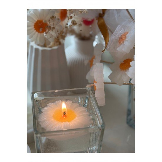 Kişiye özel Düğün-Söz-Nişan Tüm özel günler için Buket papatya mum (15 adet)