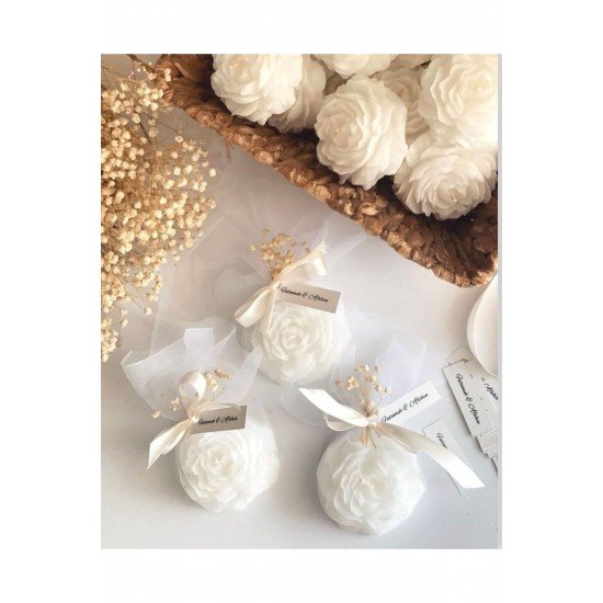 Düğün/nişan/söz Lüks Şakayık Mum Hediyelik / 10 Adet / Kişiye Özel