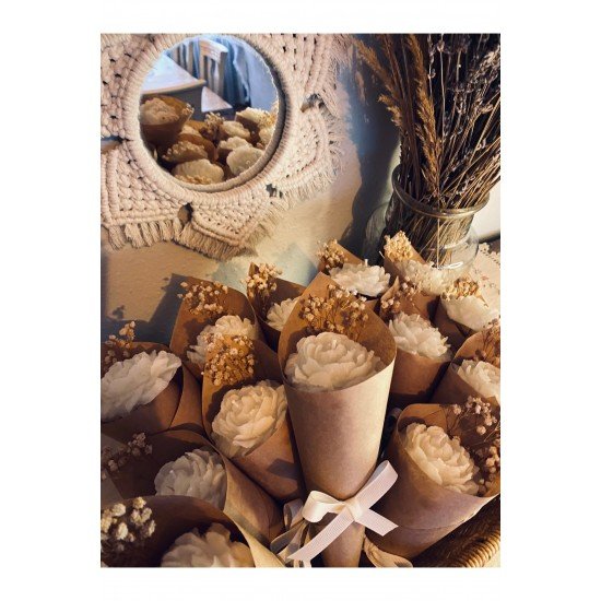 10 Adet Kokulu Şakayık Buket Mum / Söz - Nişan - Nikah Hediyelik Mum