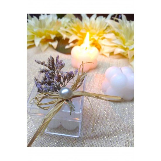 Bernami Doğal Çiçekli Bubble Mum Düğün, Nişan, Nikah Şekeri Hediyeliği (20 ADET)