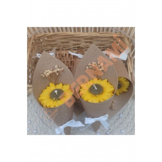 Kişiye Özel Düğün|Nişan|Söz Hediyelik Ayçiçeği Buket Mum - 15 Adet