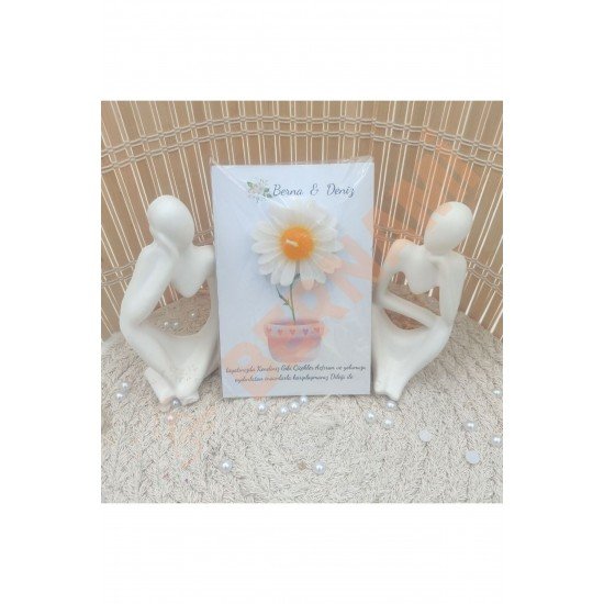 Kişiye Özel Düğün|Nişan|Söz Hediyelik Davetiye Papatya - 15 Adet