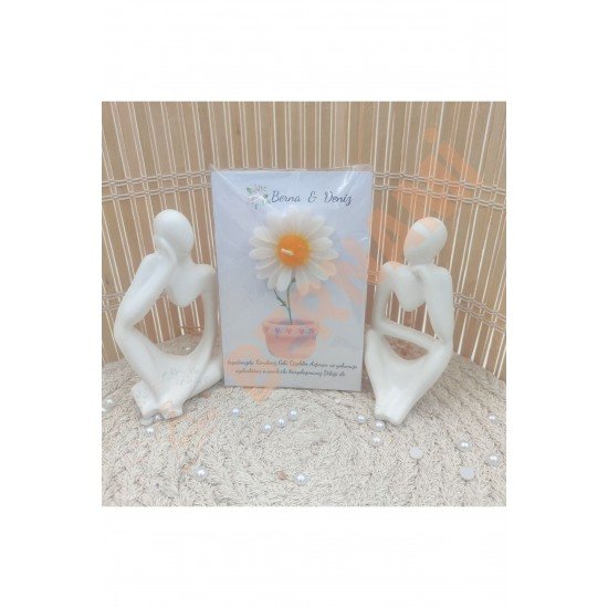 Kişiye Özel Düğün|Nişan|Söz Hediyelik Davetiye Papatya - 15 Adet