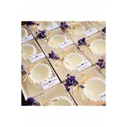 Taş Tozu Burgu Mum Beyaz Kutu Nikah, Nişan, Düğün, Özel Gün, Isime Özel Etiket Süsleme - 10 Adet