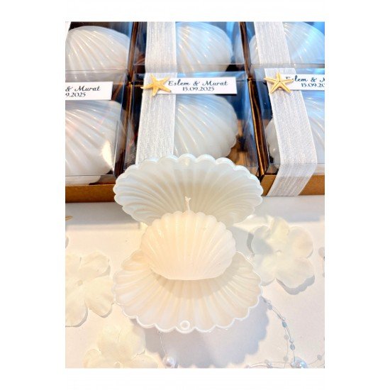 20 Adet İstiridye Kutulu İstiridye Mum, Kişiye Özel Hediyelik, Düğün, Nişan, Söz, Kına, Sünnet