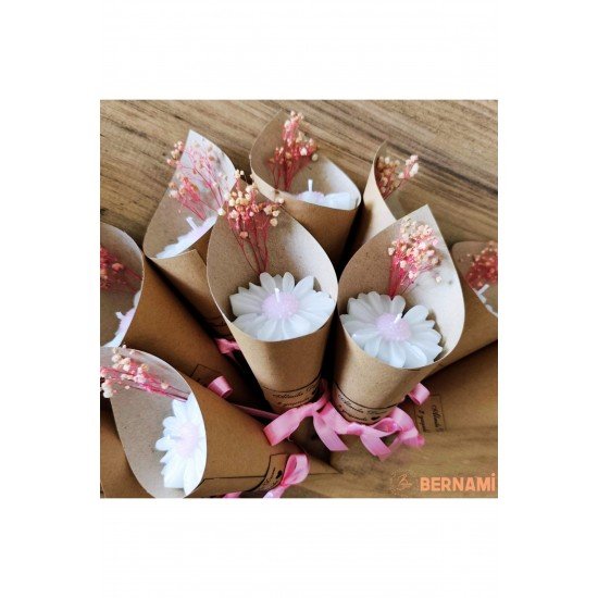 Papatya Buketi Mum, Düğün Hediyesi, Nikah Şekeri, Bebek Şekeri, Çiçek - 20 Adet