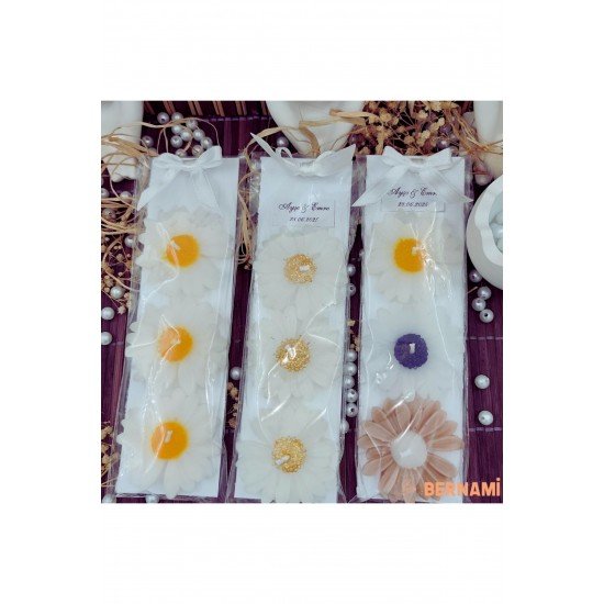 Özel Anlar Üçlü Papatya Seti | Düğün, Nişan, Söz, Kına, Sünnet, Doğum Günü ve Özel Günler – 10 Adet