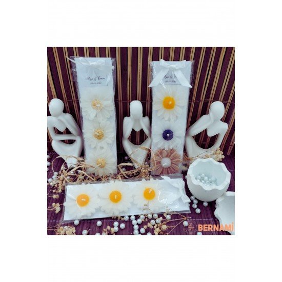 Özel Anlar Üçlü Papatya Seti | Düğün, Nişan, Söz, Kına, Sünnet, Doğum Günü ve Özel Günler – 10 Adet