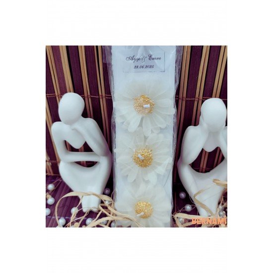 Özel Anlar Üçlü Papatya Seti | Düğün, Nişan, Söz, Kına, Sünnet, Doğum Günü ve Özel Günler – 10 Adet