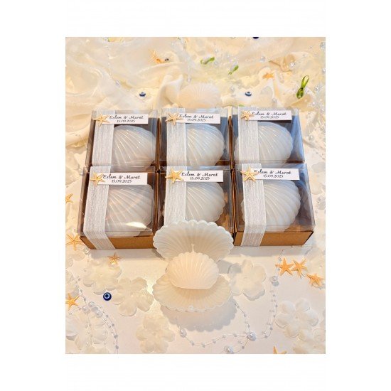 20 Adet İstiridye Kutulu İstiridye Mum, Kişiye Özel Hediyelik, Düğün, Nişan, Söz, Kına, Sünnet